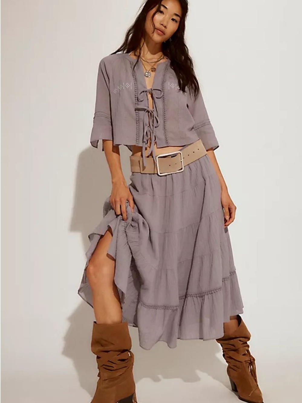 Free People Bright Side MIDI Skirt Set msrp$168 nwt